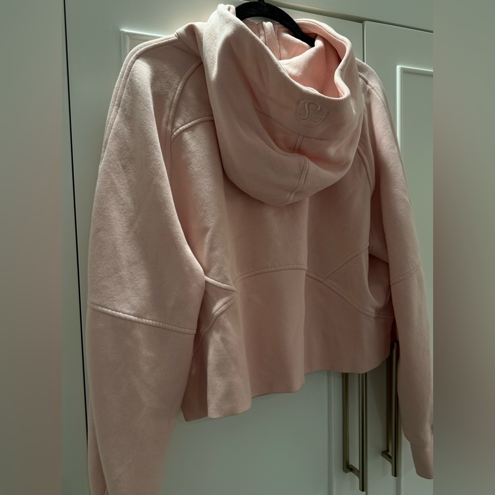 Lululemon baby pink quarter-zip scuba with a hood